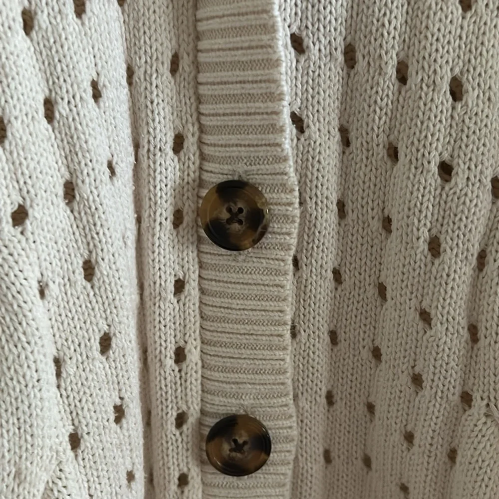 Torrid Cream Open Cable Knit Button Down Drop Shoulder Boyfriend Cardigan 3X - Picture 11 of 14